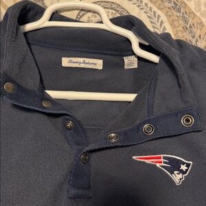 Tommy Bahama Blue Snap Pullover with Patriots Embroidered Logo